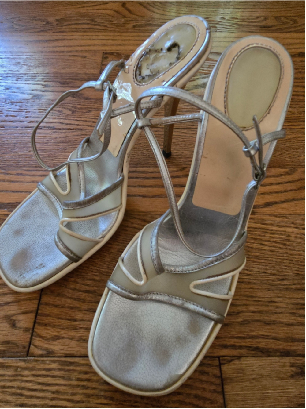 Women's Casadei Silver and Beige Stiletto Heels-size 9.5